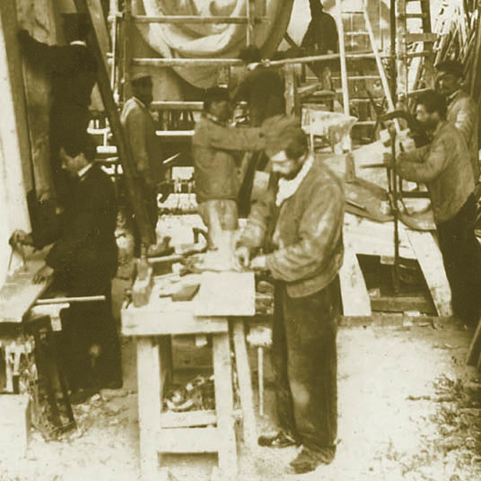 Photograph of Craftsmen Working on the Statue of Liberty